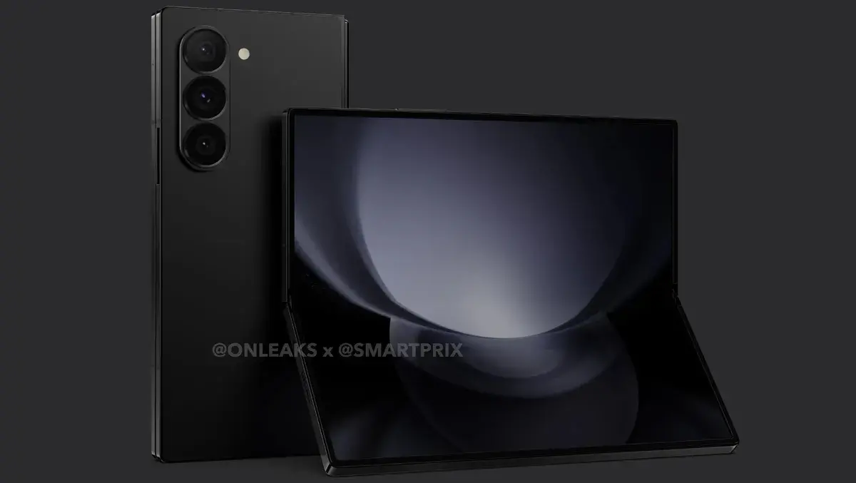 Leaked render of the Fold 6, possibly in the Crafted Black color (Image Source - OnLeaks) - Galaxy Z Fold 6 colors: all the hues to expect