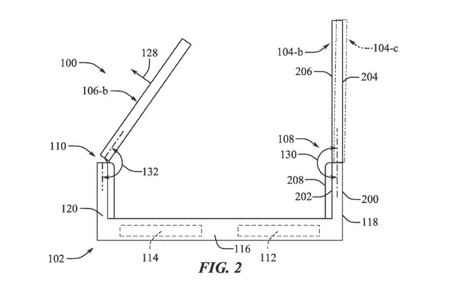 Illustration from Apple's patent application for a smart glass hinge - Apple patent application revives rumors of iPhone successor
