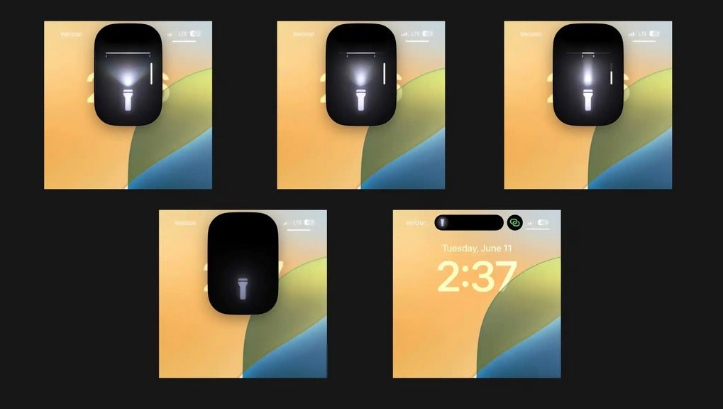 New iOS 18 Flashlight UI on the iPhone 15 Pro Dynamic Island. Image credit 9to5Mac - iPhone flashlight gets more brightness levels and thicker beams in iOS 18