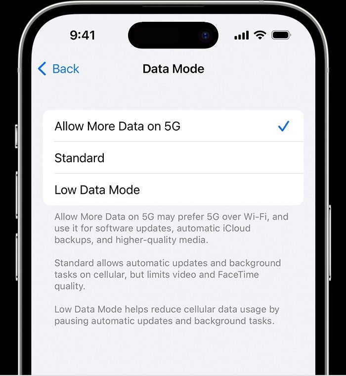 Pick the iPhone 5G data mode setting most suitable for your carrier plan - How to turn off 5G on the iPhone