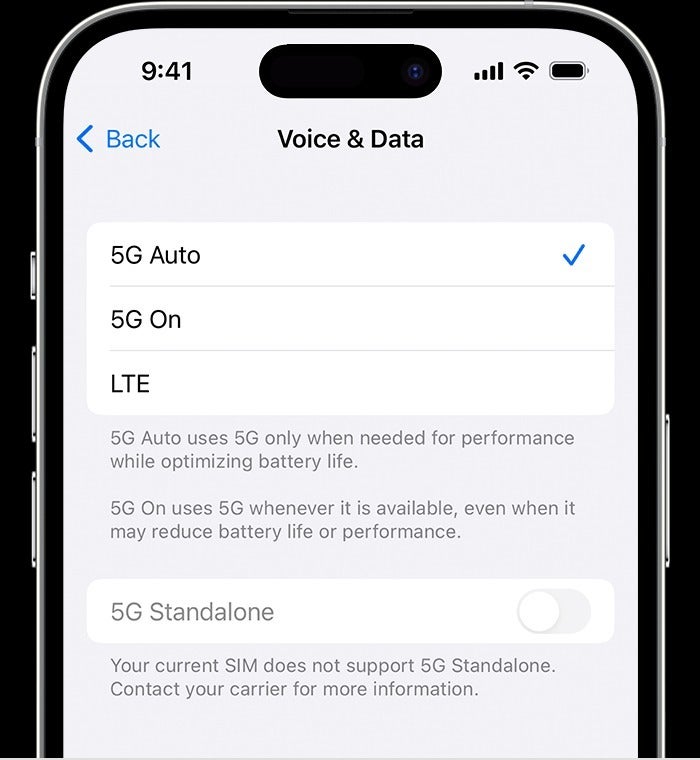 Tap on LTE to turn off the default iPhone 5G Auto connectivity mode - How to turn off 5G on the iPhone