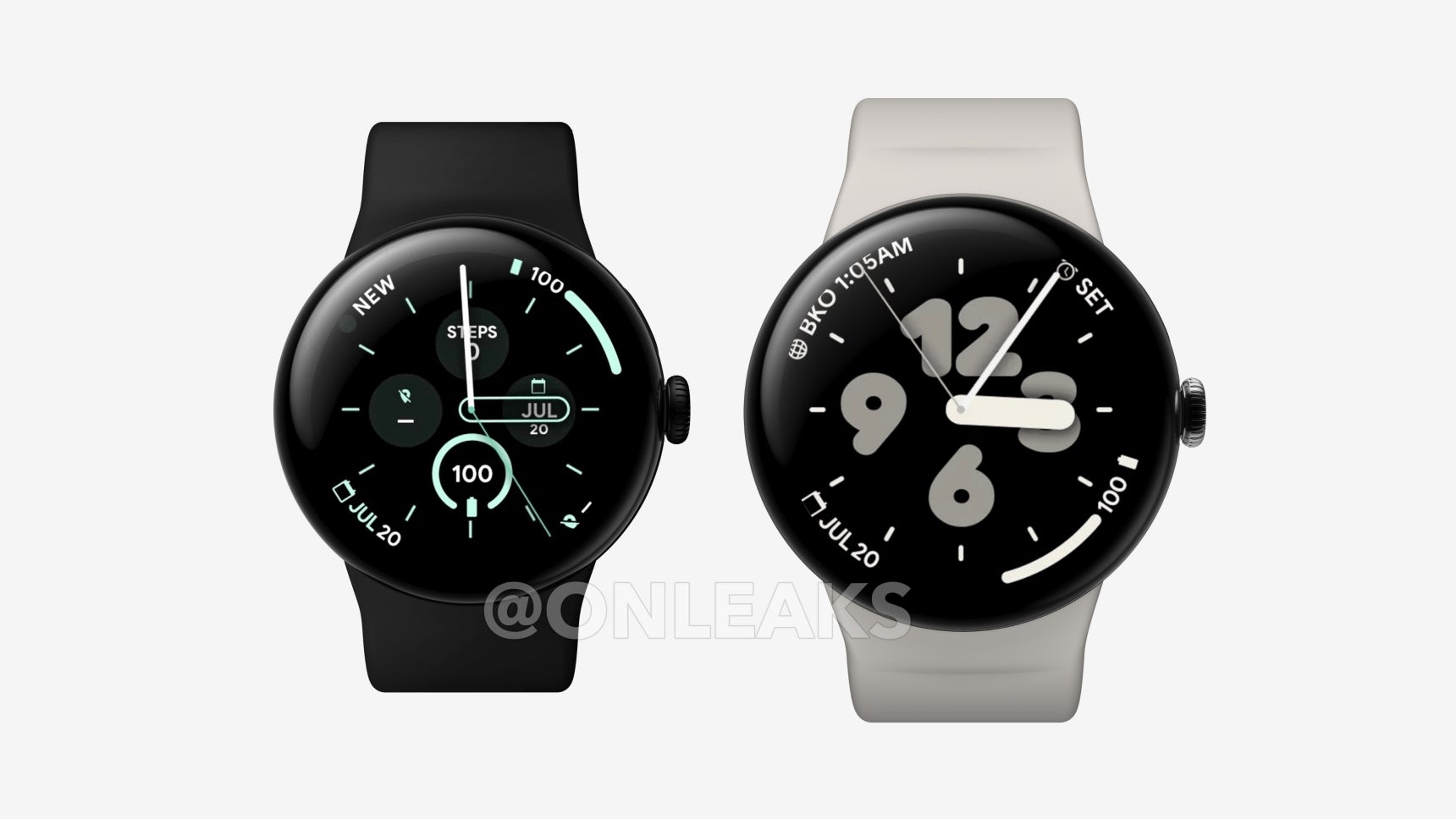 The leaked Pixel Watch 3 (left) looks almost identical to the Pixel Watch 2, which looks identical to the Pixel Watch 1. The Pixel Watch 3 XL might have slightly slimmer bezels tho! - Google&#039;s new Pixel Watch 3 and 3 XL are begging  to be spanked by Samsung’s new Galaxy Watch FE