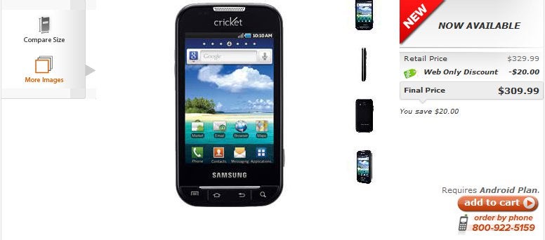 Cricket Wireless is now selling their version of the Samsung Indulge for $309.99