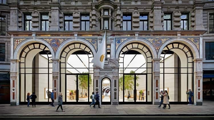 U.K. Apple Store. But the U.K. is not part of the EU - Apple reportedly faces billions in fines for failing to comply with Europe's Digital Markets Act