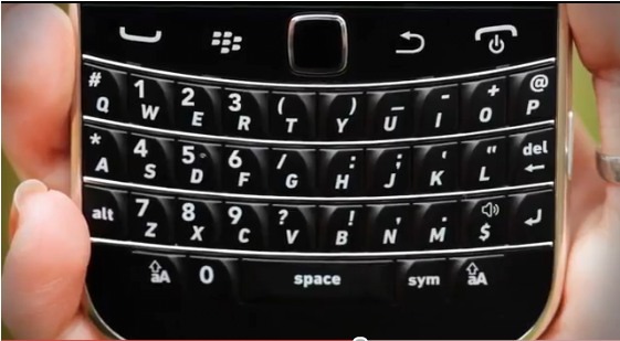 The same QWERTY keyboard from the BlackBerry Bold 9000 can be found on the Bold 9900 - Video shows BlackBerry Bold 9900 in action from Vodafone
