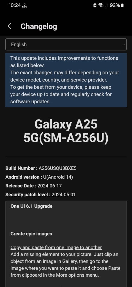 Samsung Galaxy A25 5G One UI 6.1 changelog, Credits - ukraina2 - Samsung starts rolling out One UI 6.1 update to the Galaxy A25 in the US