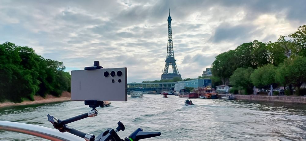 A Galaxy S24 Ultra unit attached to a ship. 200 of these phones will deliver a livestream of the 2024 Summer Olympics Opening Ceremony. Image credit-Samsung - 200 Galaxy S24 Ultra units will help kick off the 2024 Summer Olympics