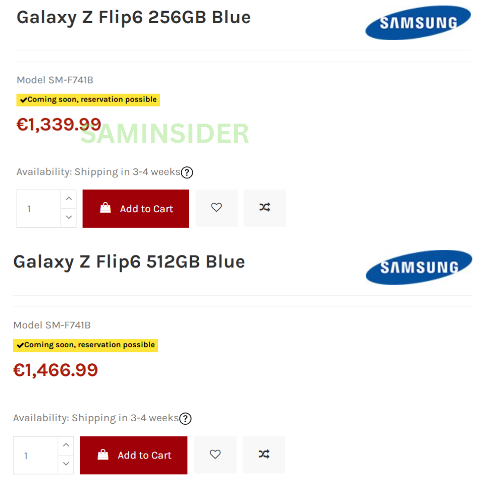 A European retailer has already priced the upcoming foldable models - Samsung Galaxy Z Flip 6 leak suggests a price jump in Europe, too