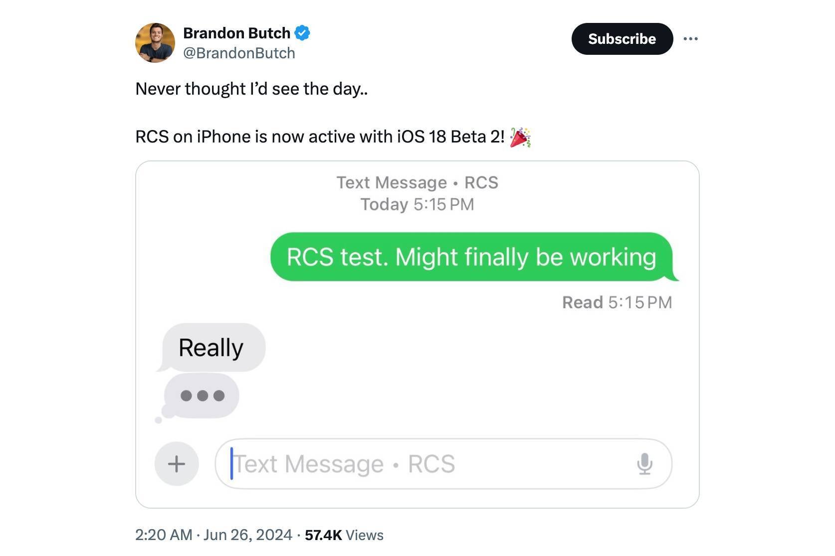 Some iPhone users were delighted to find that RCS support has been enabled by their carrier - RCS messaging has been enabled for some iPhone users