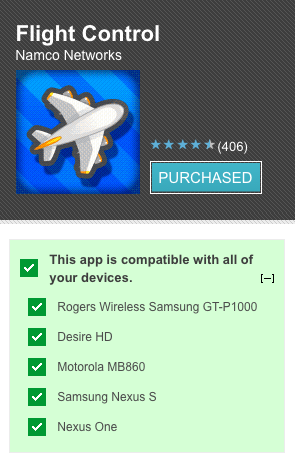 Android Market now shows which handsets are compatible with each app