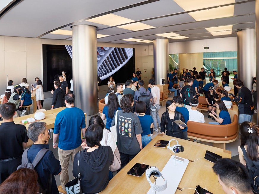 Consumers wait to demo the Vision Pro in Beijing. | Image credit — Apple - Apple Vision Pro starts selling in Asia as crowds rush to demo the headset