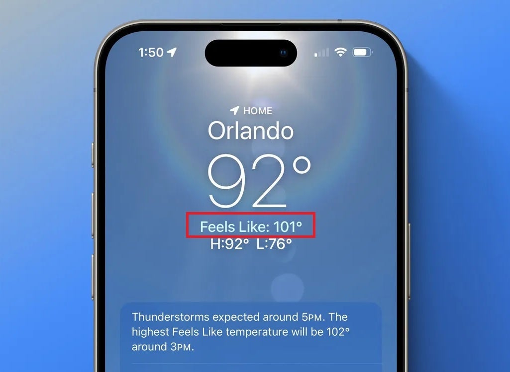 In iOS 18 the iPhone's Weather app will show the "Feels Like" temperature in a new location|Image credit-9to5Mac - Details leak about new useful Apple Weather app changes for iPhone, iPad and Mac