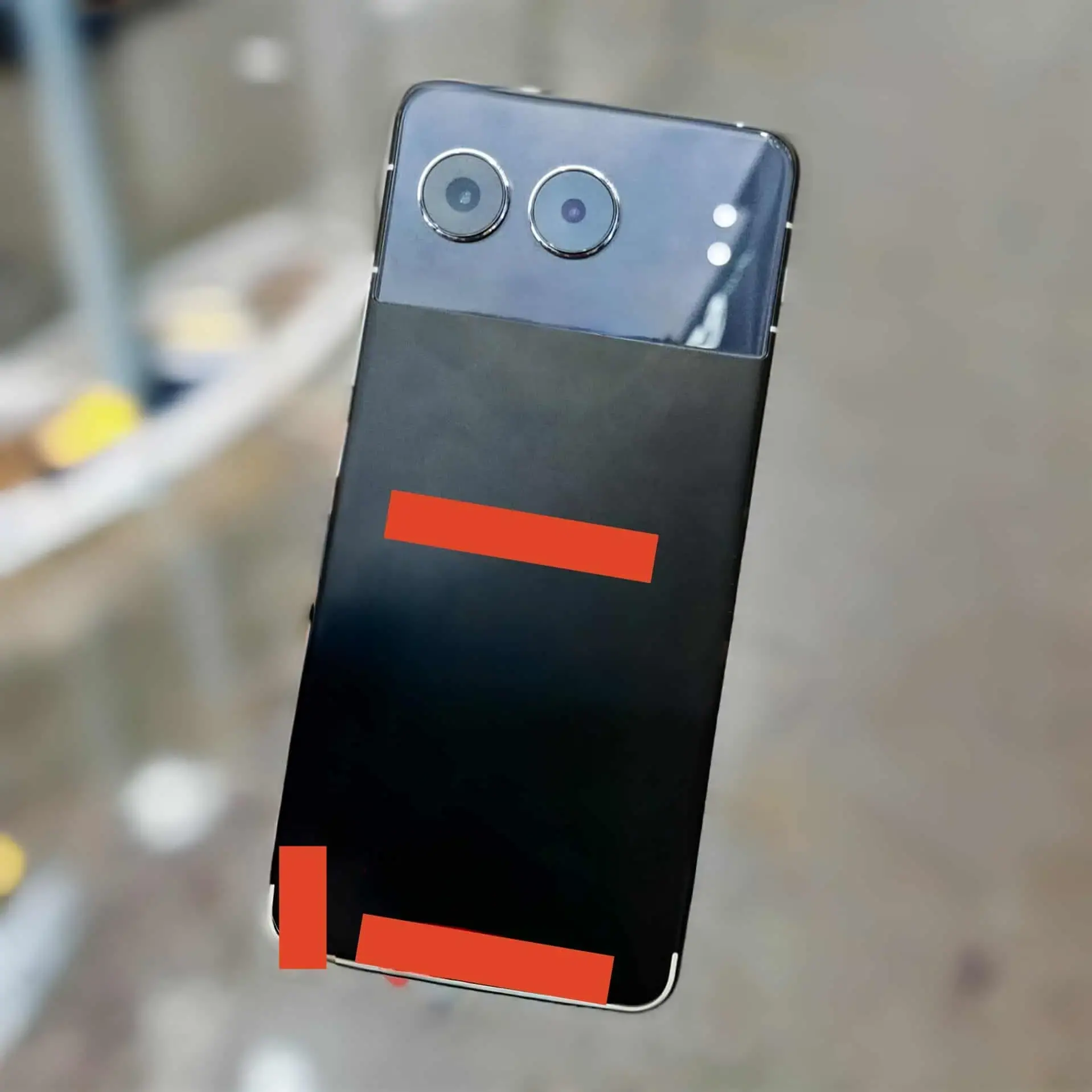 Reportedly, a live image of the OnePlus Nord 4. What's with the odd look? | Image Source - Yogesh Brar on X - Schematics and alleged live image of the OnePlus Nord 4 leak: it's not particularly good-looking