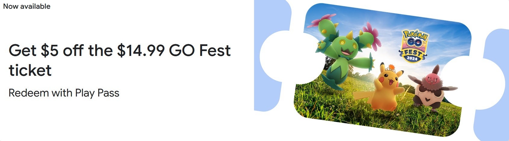 Save $5 on tickets for Pokemon Go Fest|Image credit-Google - Score Pokemon Go freebies and discounts by redeeming Google Play Points you've earned