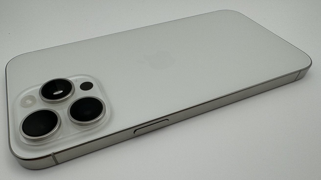 Another look at the iPhone 15 Pro Max's scrapped haptic power button|Image credit-AppleInsider - Images surface of a prototype iPhone 15 Pro Max before Apple scrapped a major change