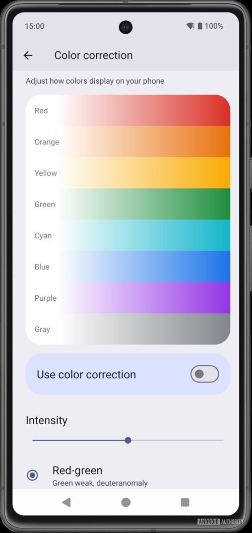 Android 15 may be adding an intensity slider for color blindness accessibility mode