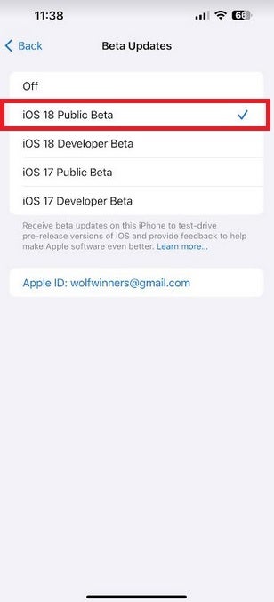 If you want to avoid major issues, selecting the iOS 18 Public Beta channel is the way to go. | Image credit-PhoneArena - Should you install iOS 18 Public Beta 1 or iOS 18 Developer Beta 3?