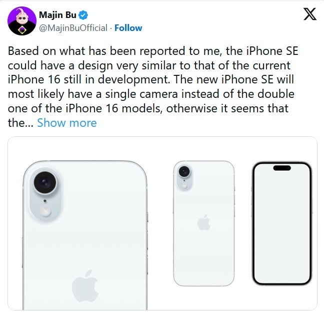 Majin Bu's tweet in February. | Image credit-X - New report says that part of the iPhone SE 4's design will be based on the iPhone 16