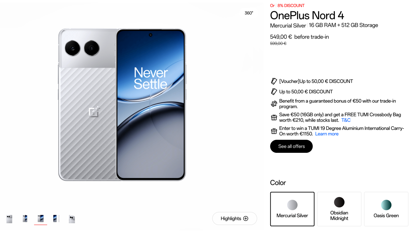 Trading in my 128GB iPhone 13 mini gets me €265 off the €550 special-offer price of the OnePlus Nord 4. This makes the only metal phone in the world a €285 upgrade. - Apple and Samsung lied: The only metal phone in the world is the only phone built to last