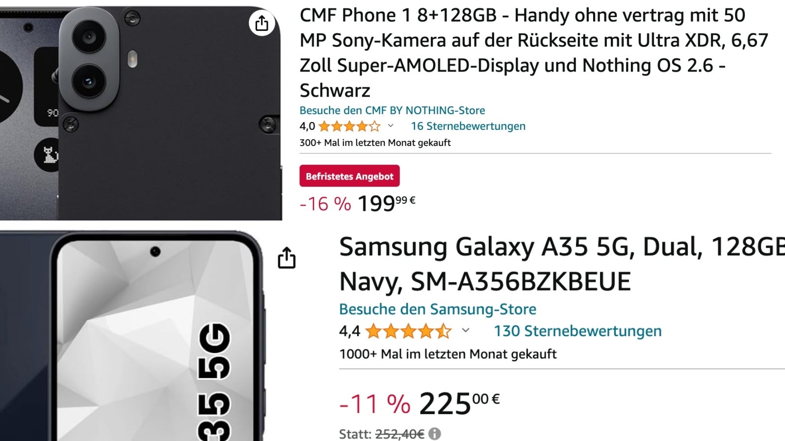 A €225 Galaxy A35 is an infinitely better deal compared to 200 bucks for the CMF Phone 1. The only downside is that the A35 isn’t always on sale. - YouTubers lied: The CMF Phone 1 isn’t the best phone you can buy for 200 bucks