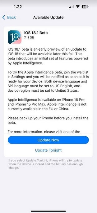 Apple releases iOS 18.1 Developer Beta with a waitlist for the Apple Intelligence Beta. | Image credit-PhoneArena - Apple releases updates allowing some iPhone users to join waitlist for Apple Intelligence Beta