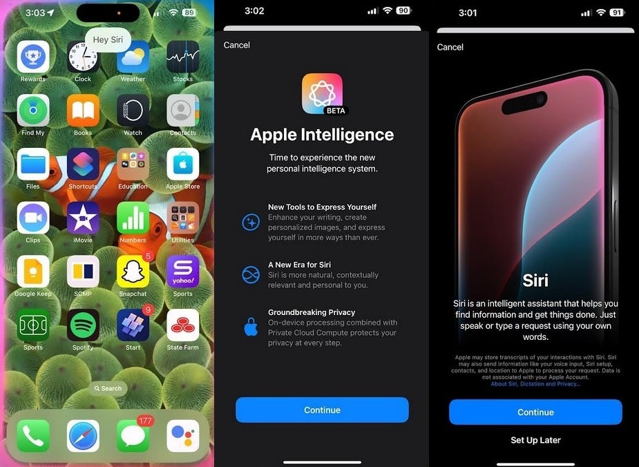 Siri's new look with a glowing screen comes with the Apple Intelligence Beta. | Image credit-PhoneArena - Apple Intelligence Beta arrives on my iPhone in the form of an updated Siri