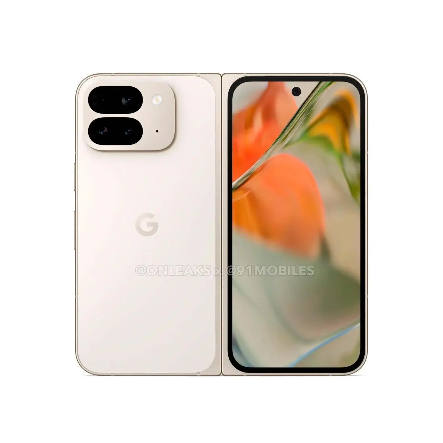 One of the latest Pixel 9 Pro Fold leaked renders showcasing the phone in its lighter color. - Pixel 9 Pro Fold camera: All expected changes