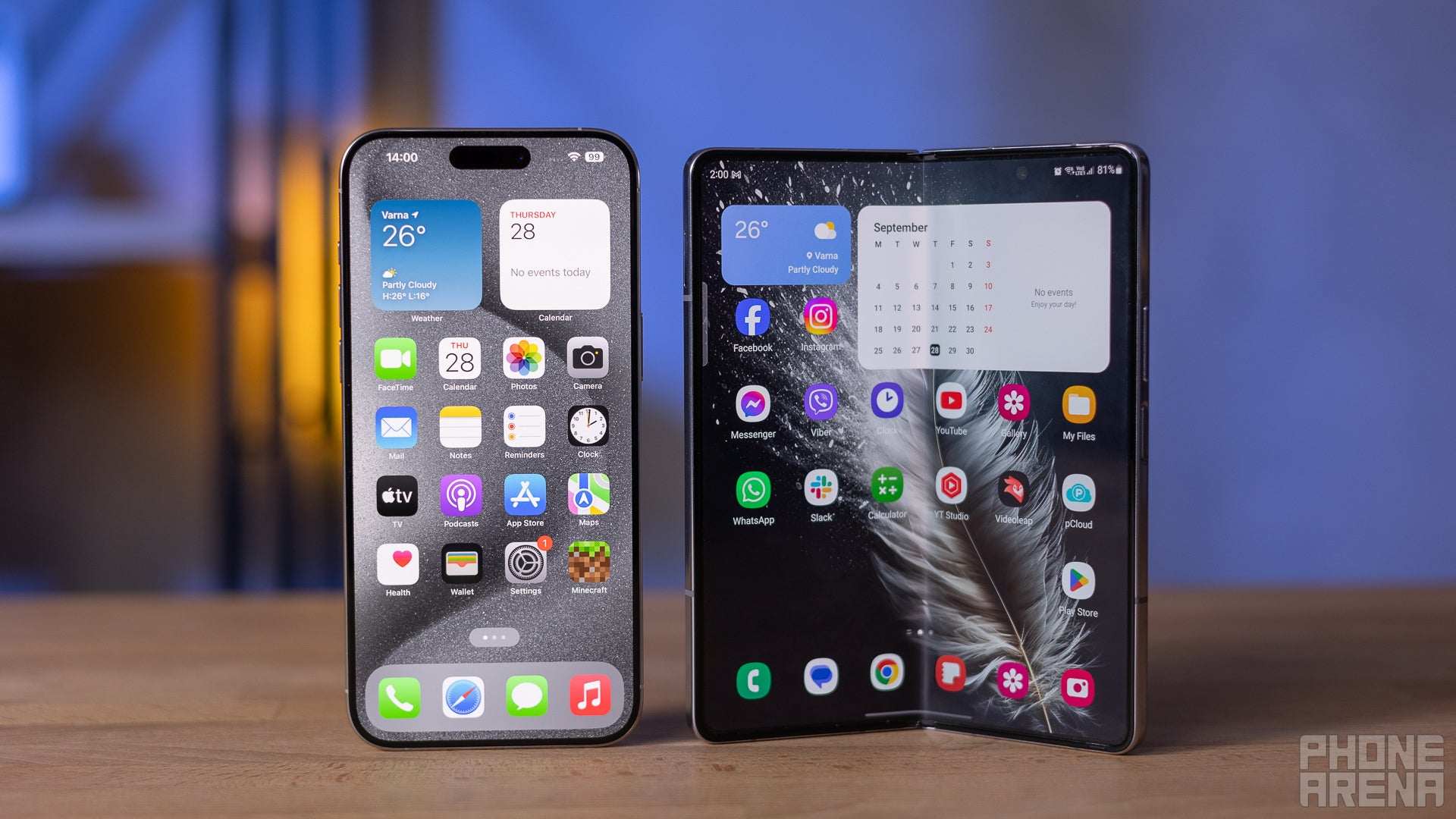 Apple might introduce a book-style foldable, too. This is the iPhone 15 Pro Max next to Galaxy Z Fold 5. | Image credit – PhoneArena - Could this new iOS 18 feature be a foreshadowing for a foldable iPhone?