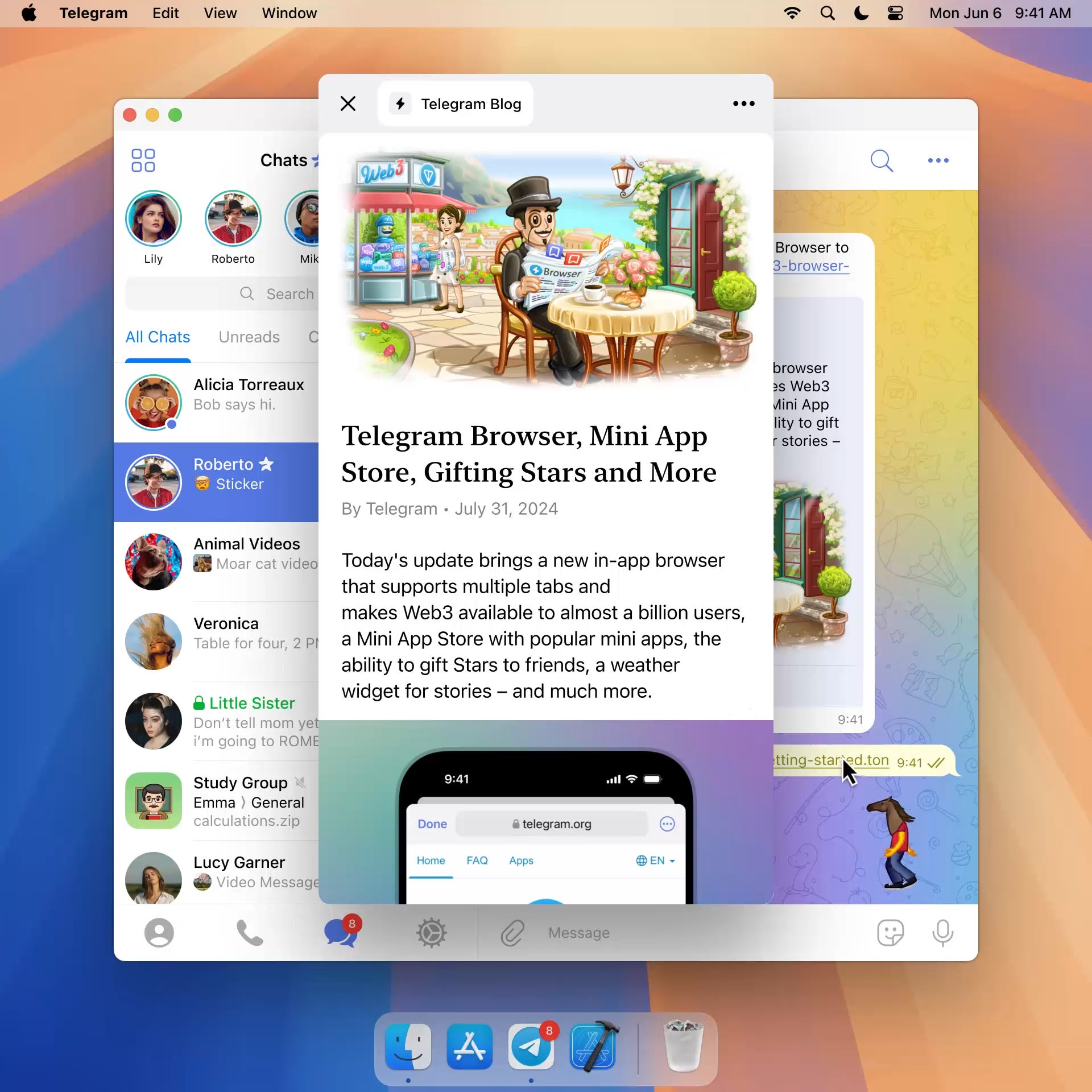 Telegram enhances user experience with new browser, mini app store, and more