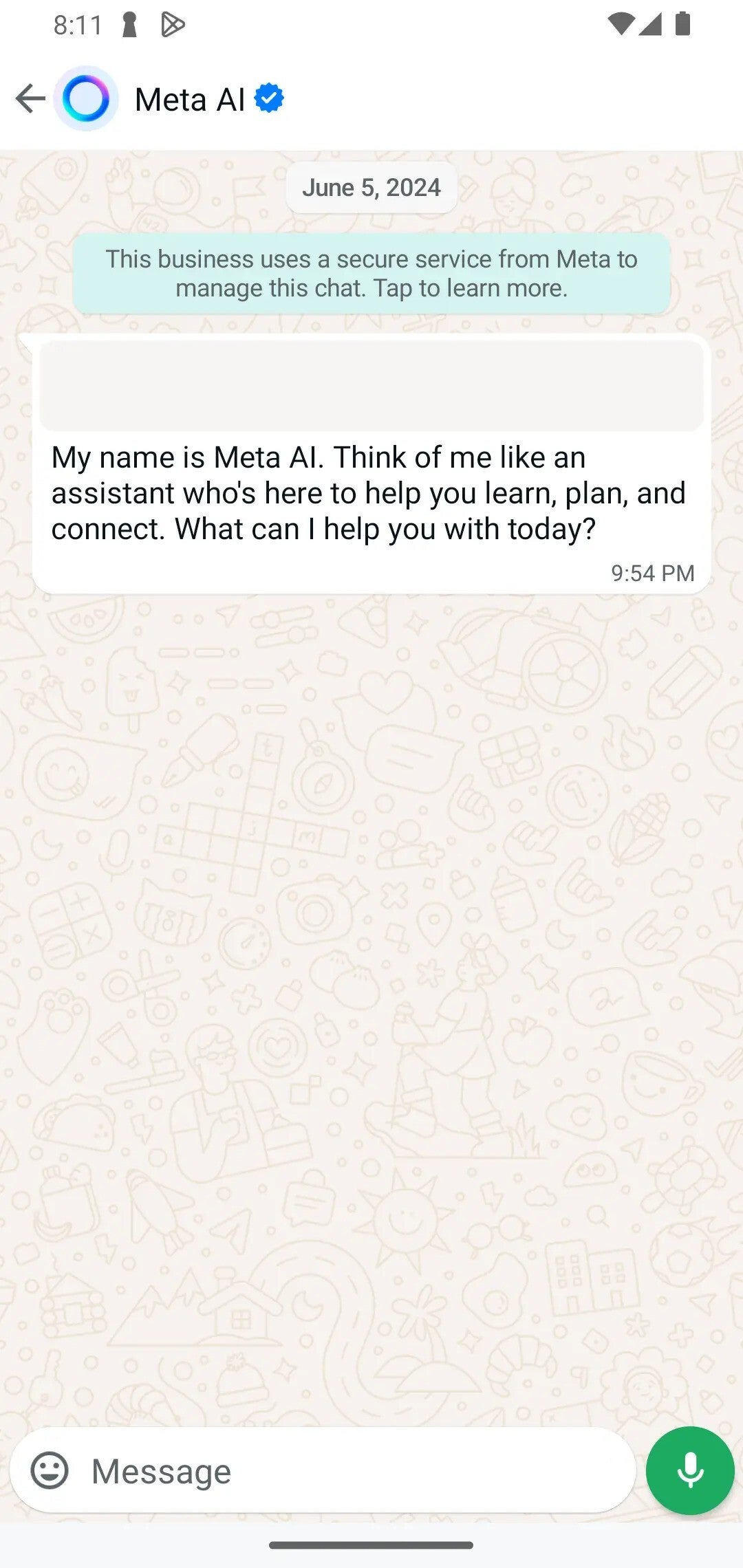 A new button shows up for select beta testers. | Image credit – WABetaInfo - WhatsApp&#039;s AI assistant might soon be ready to listen