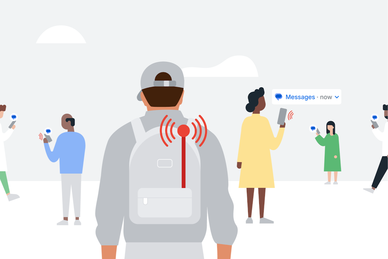 Some malicious actors carry FBS devices in backpacks. | Image credit – Google - Google explains how Android fights back against SMS phishing and data theft