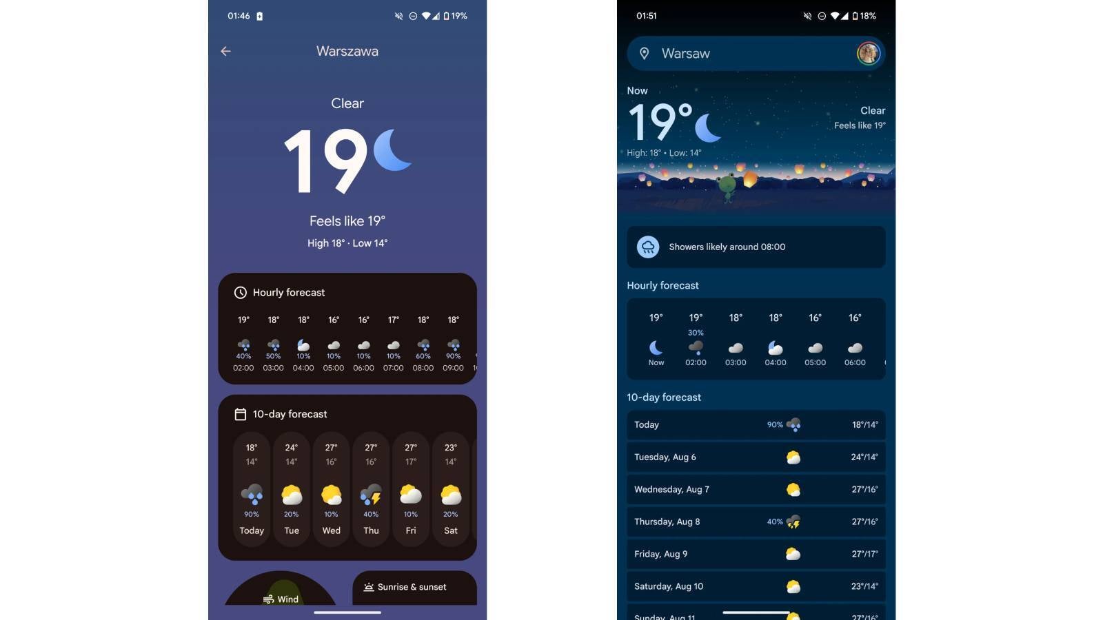 New vs current weather app - There's a new weather app for Pixel 9 and Froggy is nowhere to be found