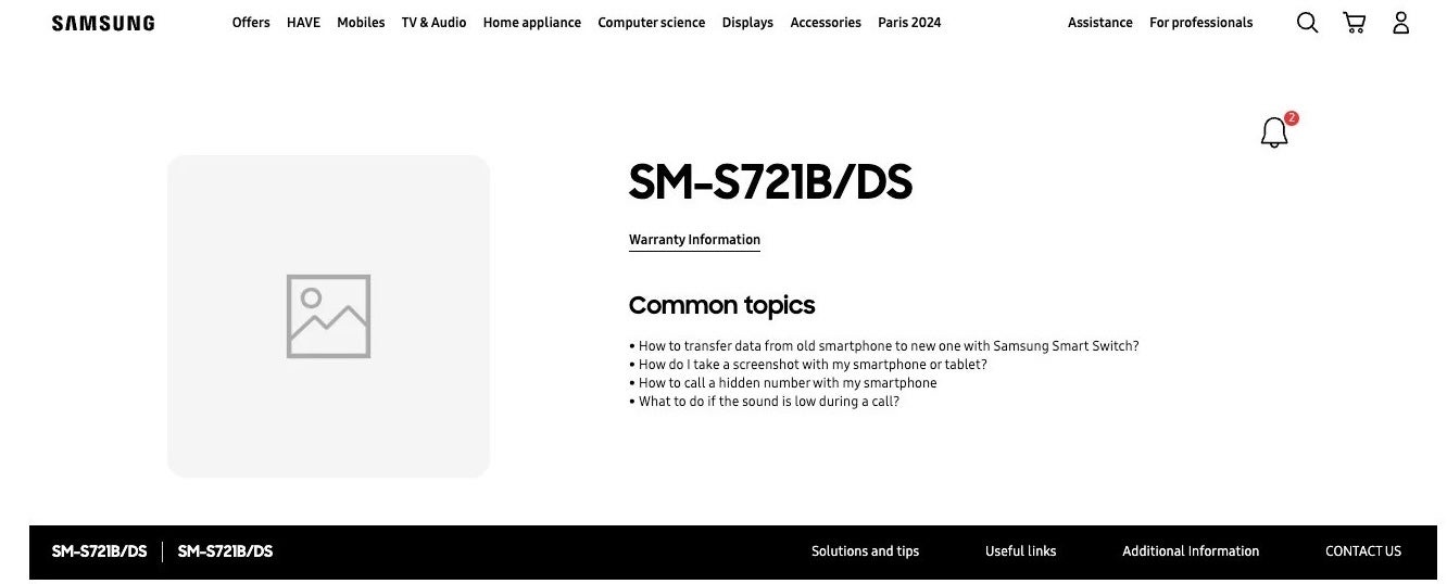 Samsung’s French website showed a support page for a phone with model number SM-S721B. | Image credit – SamMobile - Unintentional Samsung leak suggests Galaxy S24 FE might be on the way