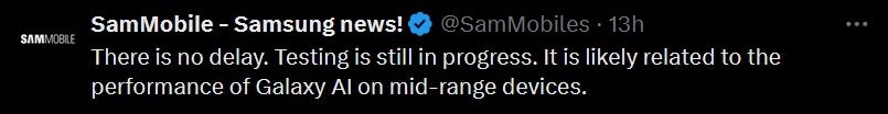 ...SamMobile begs to differ. | Image credit-X - Update containing camera improvements for the Galaxy S24 Ultra has been delayed...or has it?