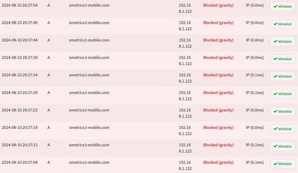 T-Mobile requests personal data from T-Life user and customer every five seconds. | Image credit-Reddit subscriber RandomNameNotFound - T-Mobile's new app requested data from a customer's phone every five seconds