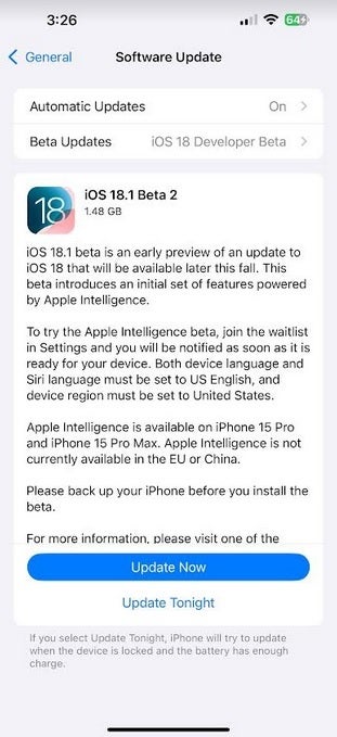 Apple releases iOS 18.1 Developer Beta 2. | Image credit-PhoneArena - Apple releases iOS 18.1 Developer Beta 2 with a cool Safari feature missing from the first Beta