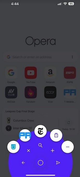 The new Fast Action Button. | Image credit-PhoneArena - Opera&#039;s new app for iOS has so many great features, it might be your new default browser