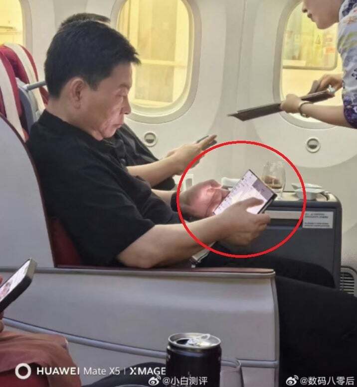 Former Huawei CEO Richard Yu is spotted using a prototype of the company&#039;s upcoming tri-fold smartphone. | Image credit – Digital 80s Generation - Huawei’s rumored tri-fold might hit the market at twice the cost of other foldables