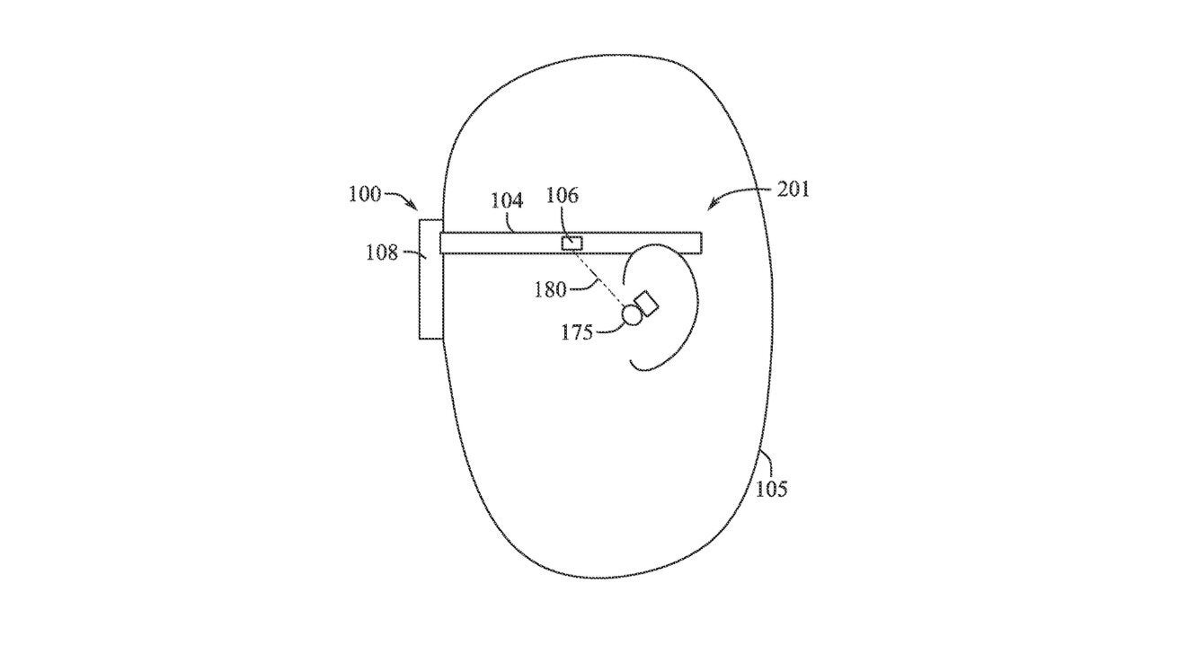 Illustration from the patent. | Image Source - AppleInsider - Apple&#039;s new patent suggests AirPods could be charging your Vision Pro on the go