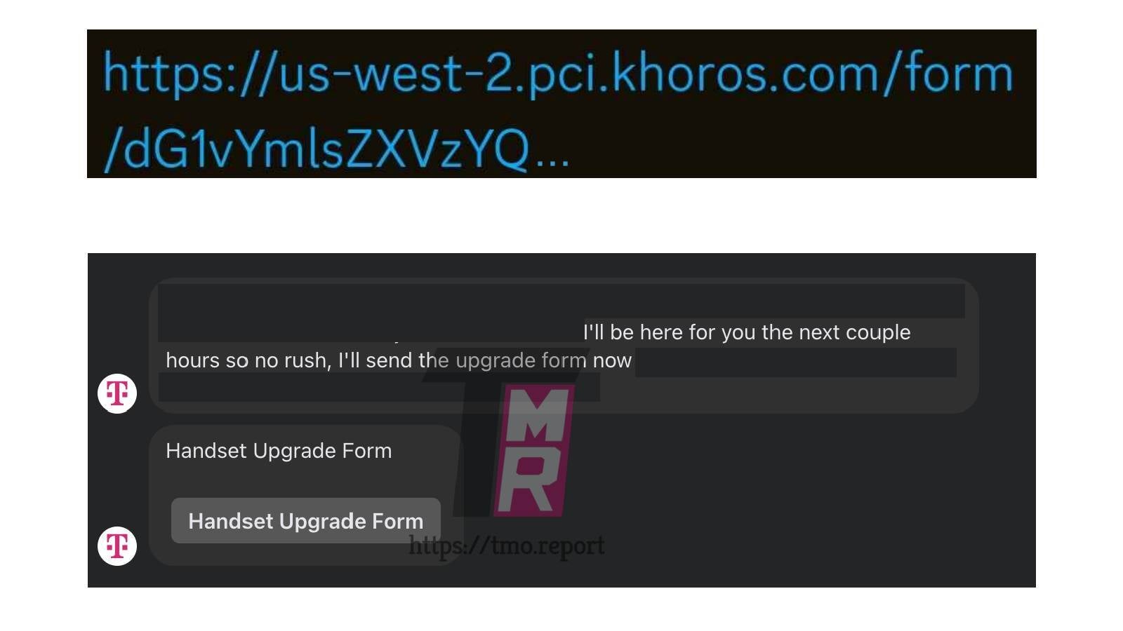 Would you trust a link that looked like this? | Image Credit - The Mobile Report - T-Mobile is sending shady-looking links to customers, revealing a controversial change