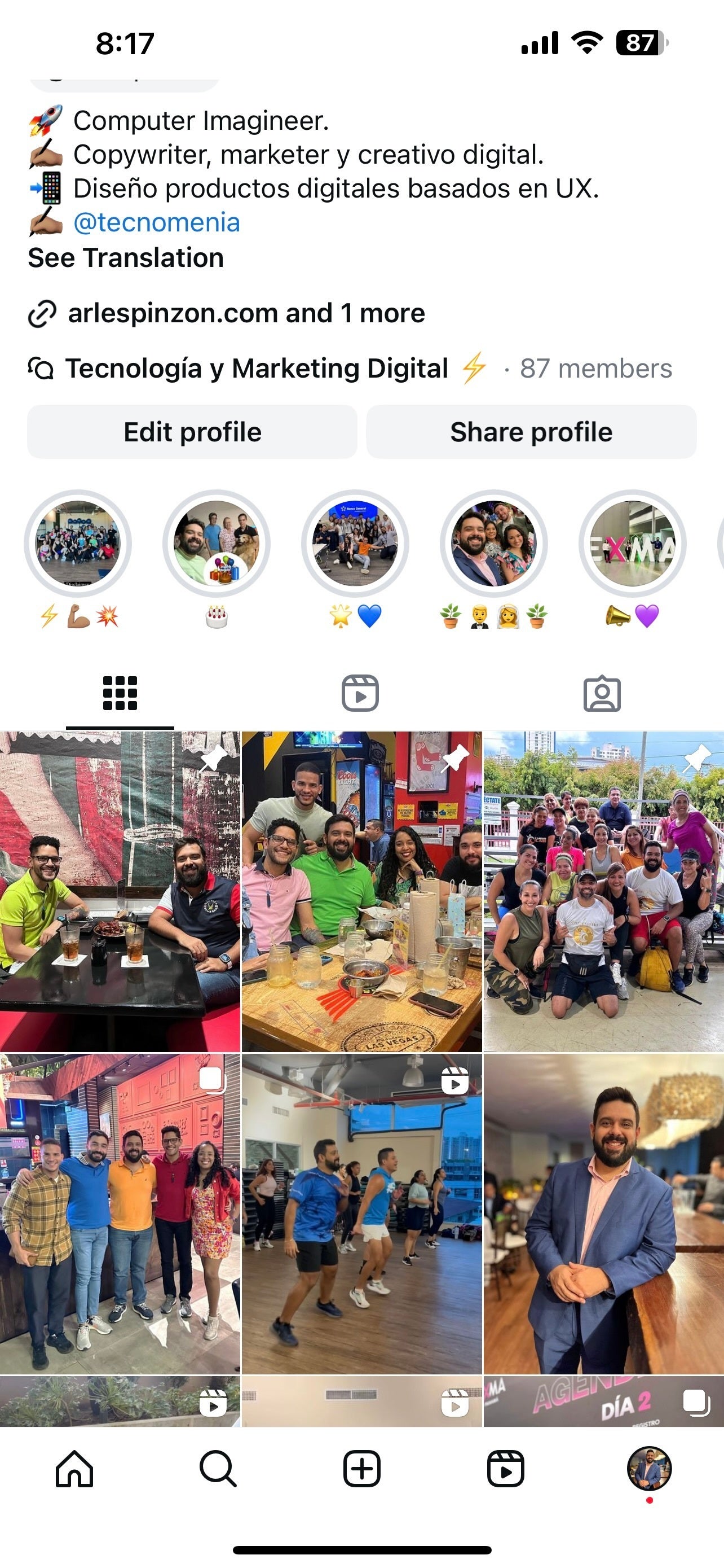 The new look in testing. | Image Credit - Arles A. Pinzón Molina on Threads - Instagram testing a new look for your profile grid: rectangular images