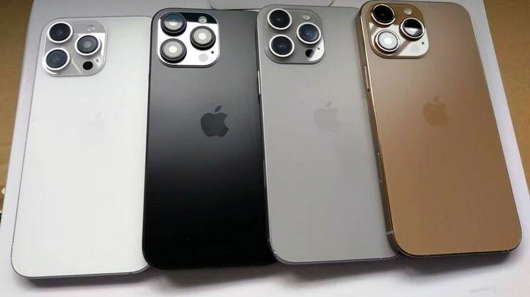 Dummy iPhone 16 Pro units in four different colors. | Image credit – Sonny Dickson – The new iPhone 16 Pro in Desert Titanium will look very different from a bronze Galaxy Note