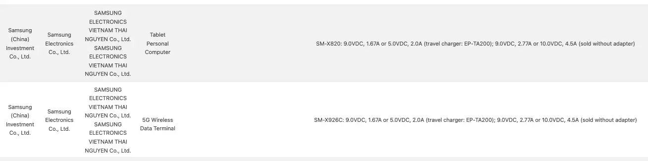 Image Credit - MySmartPrice - Galaxy Tab S10 Plus and Tab S10 Ultra certification listing reveals 45W wired charging support