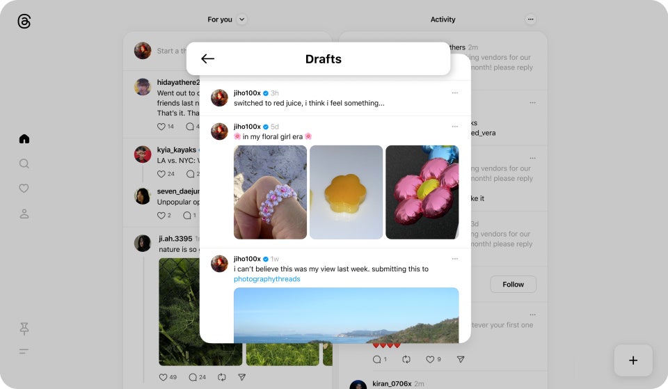 Threads update adds the ability to save drafts and schedule posts