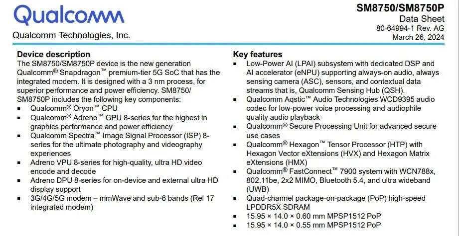 Qualcomm Snapdragon 8 Gen 4 datasheet | Image credit – SmartPrix - Samsung S25 Ultra vs iPhone 16 Pro Max AI processing fight will be epic