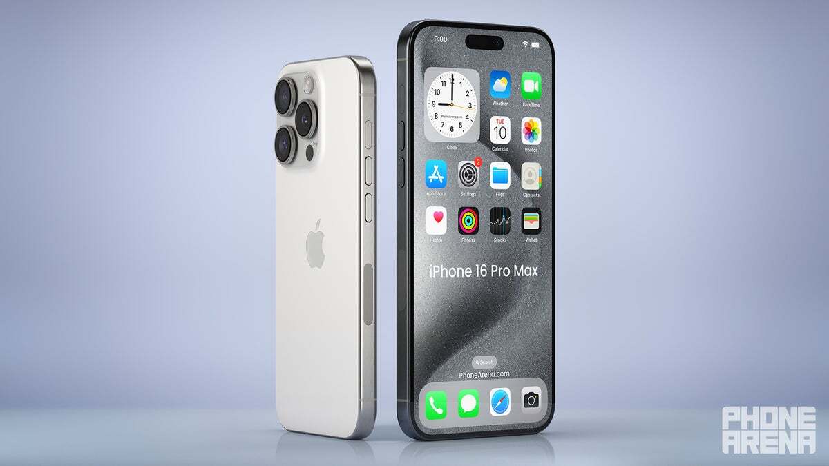 iPhone 16 Pro Max render. | Image Credit - PhoneArena - iPhone 16 Pro Max: Does a 1mm bezel really make a difference?