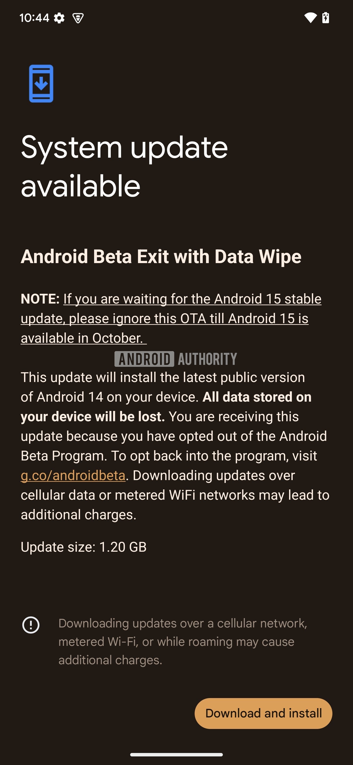 The updated notes advise users to ignore the OTA until Android 15 is available in October – Google slip confirms October Android 15 rollout for Pixel phones