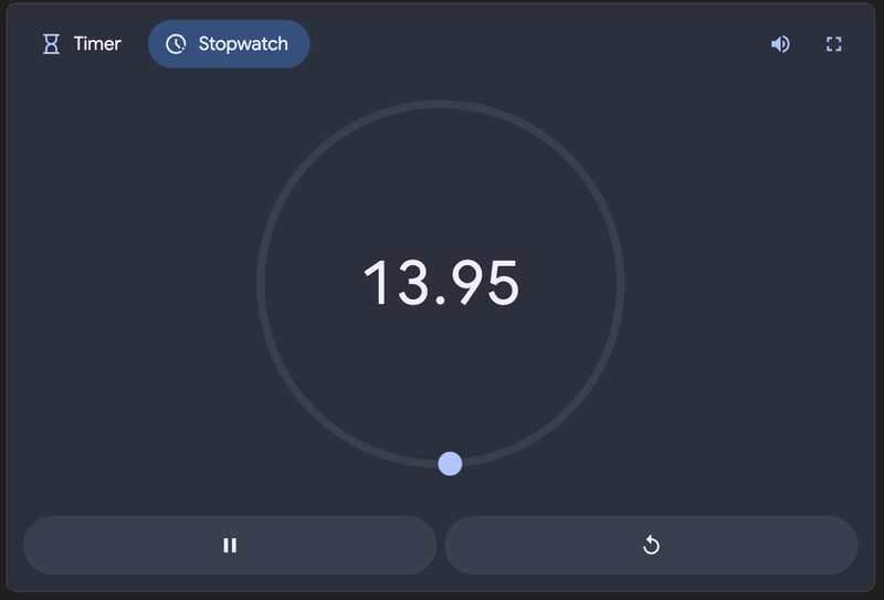 Stopwatch started.