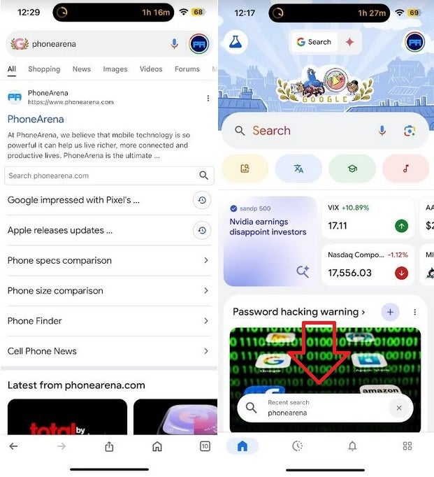 Feature on iOS allows Google users to get a popup shortcut allowing them to quickly search for a term they recently asked Google to find. | Image credit-PhoneArena - Android users will get a time-saving search feature currently on Google app for iOS only