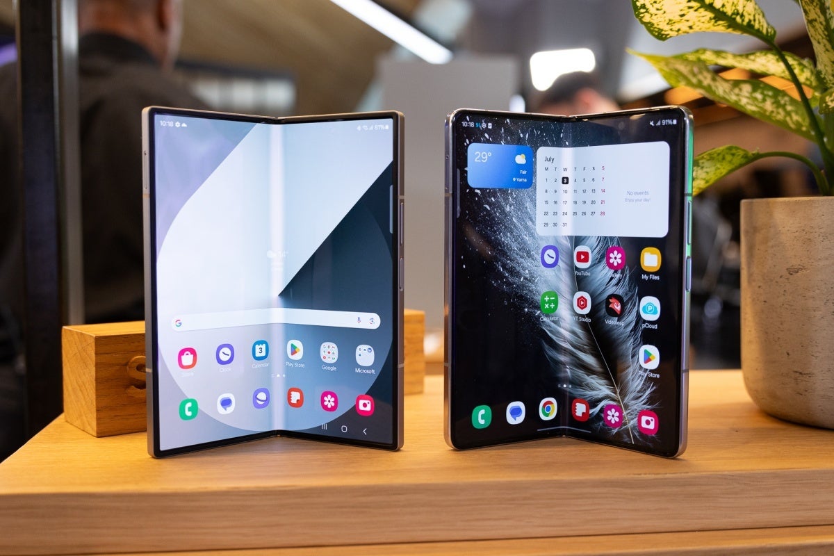 The Z Fold 6 (left) is reportedly not as popular as the Z Fold 5 (right). | Image Credit -- PhoneArena - Samsung&#039;s Galaxy Z Fold 6 is reportedly struggling, but the Galaxy S24 series continues to sell very well